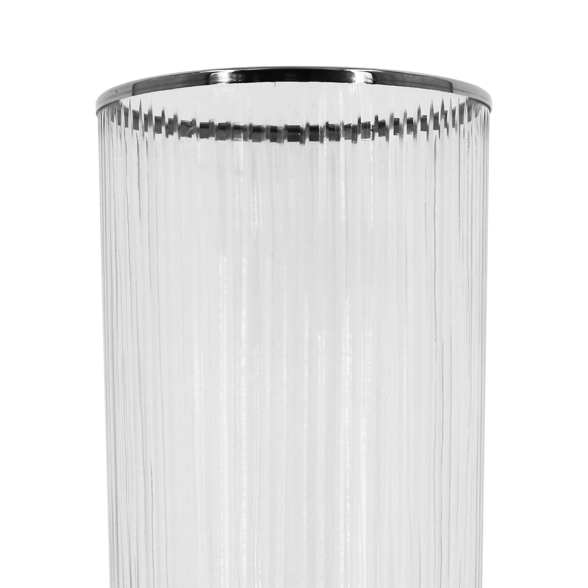 Ribbed Glass Vase with Silver Trim by Ashland